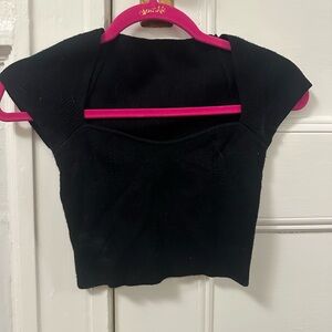 SHEIN Black and Pink Fitted Bustier Crop Bodysuit